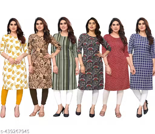 Latest KURTIS FOR WOMEN (Pack of 6) at ₹165/- Each