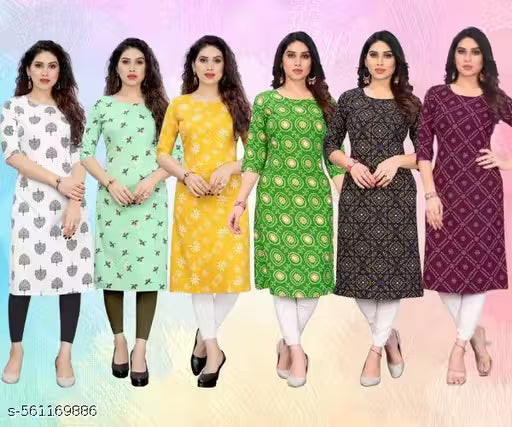 Latest KURTIS FOR WOMEN (Pack of 6) at ₹165/- Each