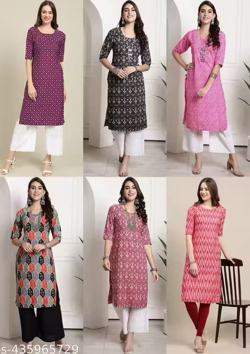 Latest KURTIS FOR WOMEN (Pack of 6) at ₹165/- Each