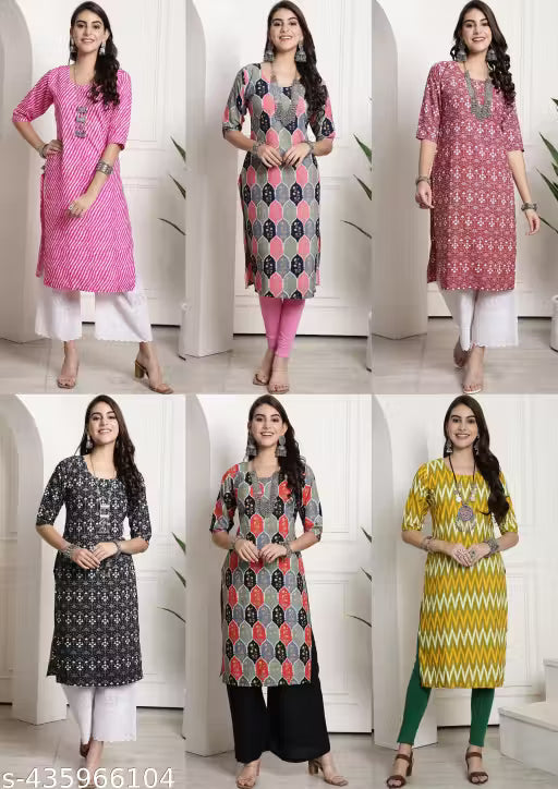Latest KURTIS FOR WOMEN (Pack of 6) at ₹165/- Each