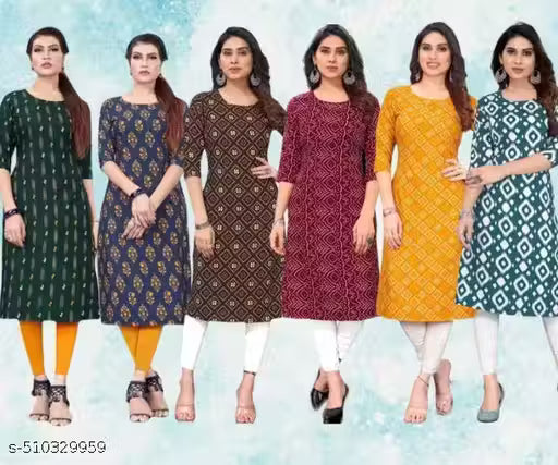 Latest KURTIS FOR WOMEN (Pack of 6) at ₹165/- Each