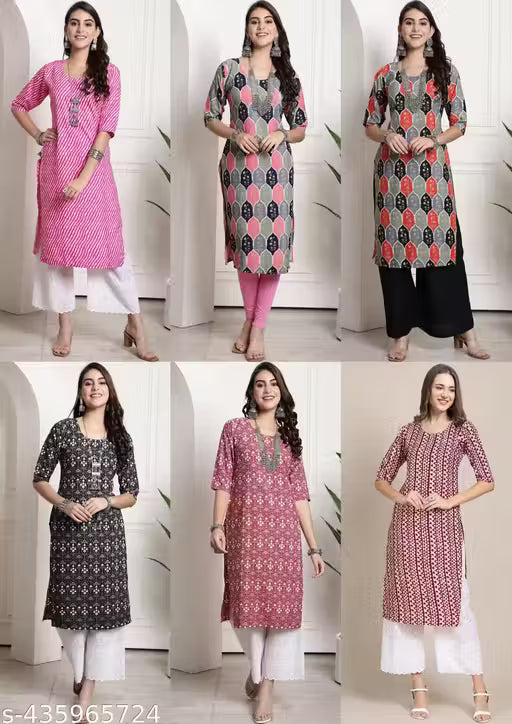 Latest KURTIS FOR WOMEN (Pack of 6) at ₹165/- Each